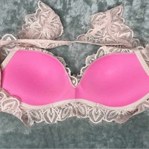 PINK Victoria's Secret Date Push-Up Lace Bralettes Set Size M Black Cream - Picture 10 of 13